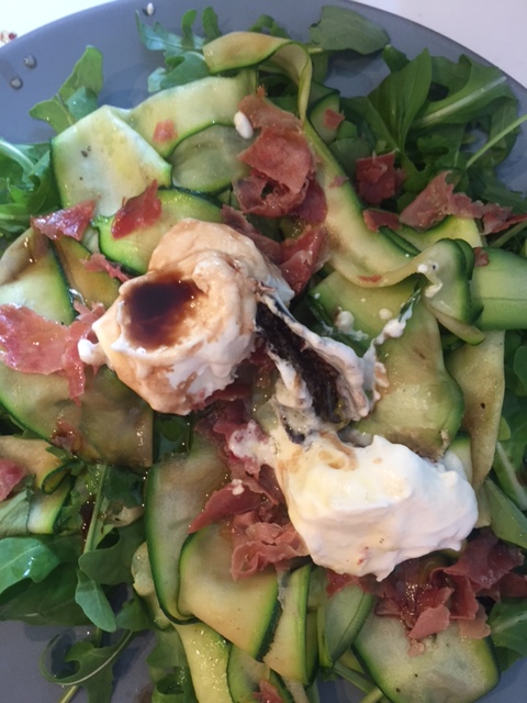 Prosciutto, Goats Cheese and Courgette Salad